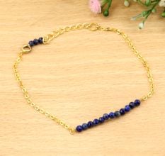 Lapis Beaded bracelet dainty minimalist bracelet, Brass 22k gold plated bracelet, Handmade jewelry